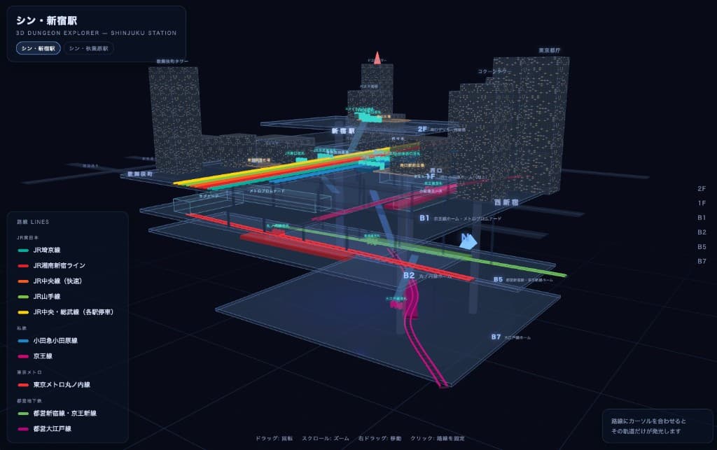 シン・新宿駅 3D ダンジョンエクスプローラー